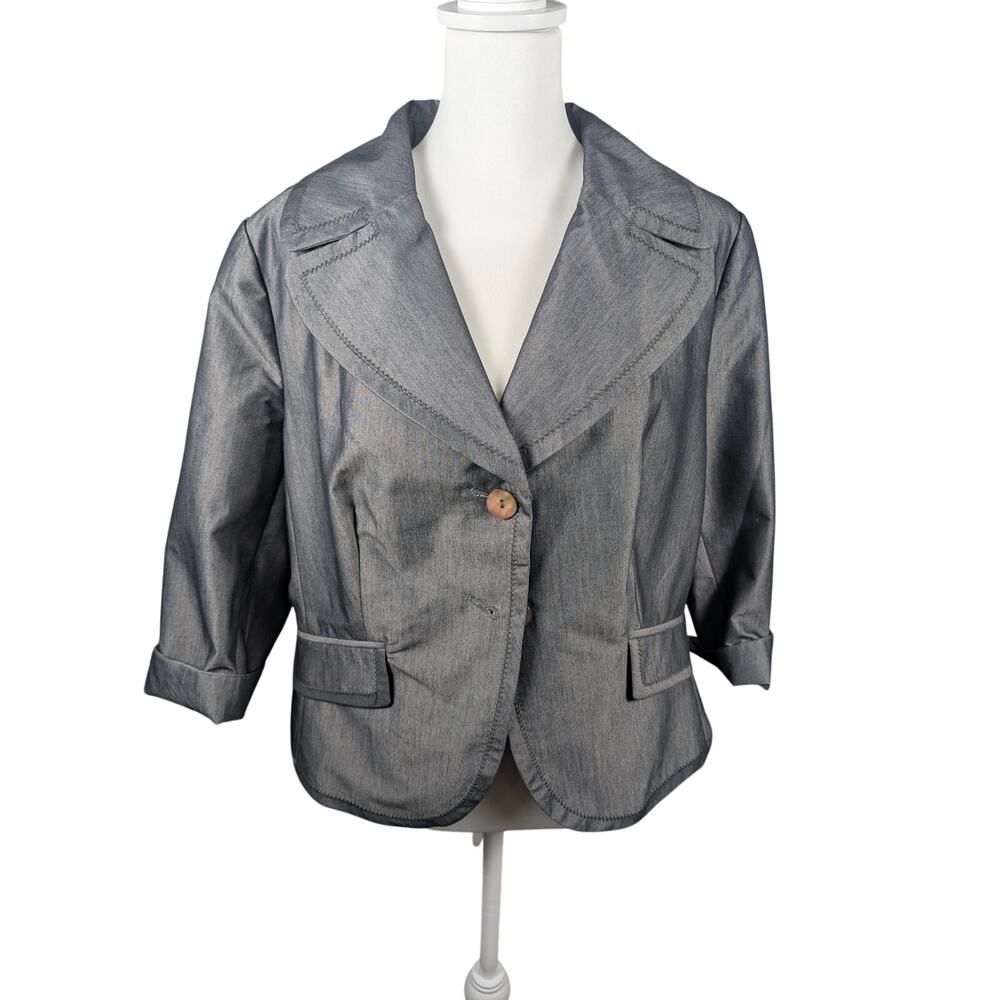 Nygard Collection Gray Suit Coat Blazer Opal Button Classic Size 16 Career - Picture 3 of 8
